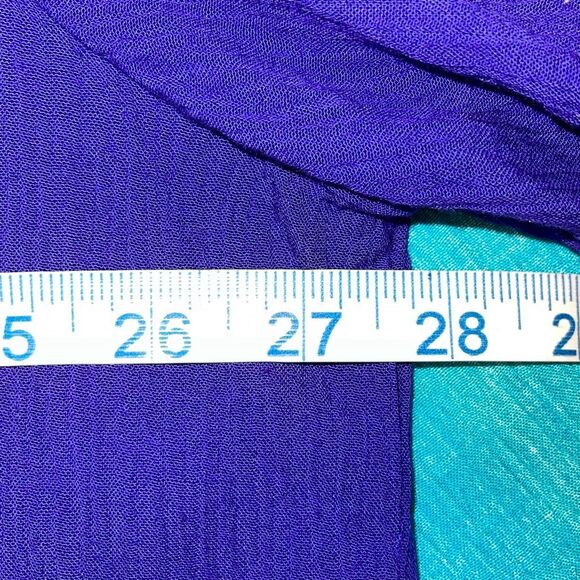 Womens 2 Pc Set Short Sleeve Blouse Printed Duster Cardigan Blue Purple Size 3X - Picture 8 of 10